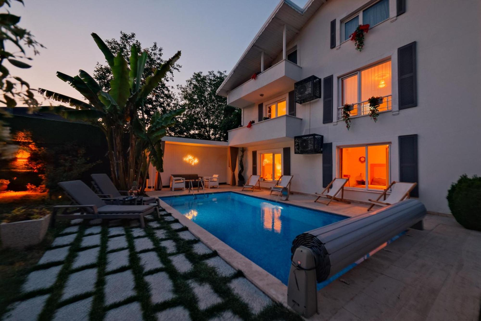 Villa Atlas Muhafazakar Havuzlu, Mustakil Genis Bahceli 萨潘贾 外观 照片
